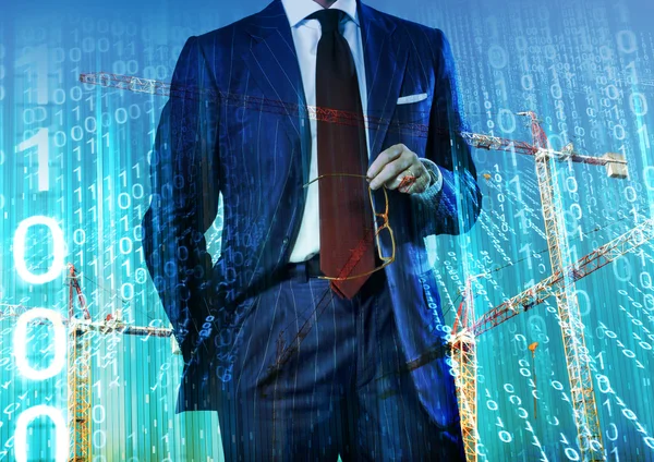 Businessman in the smart city - concept — Stock Photo, Image