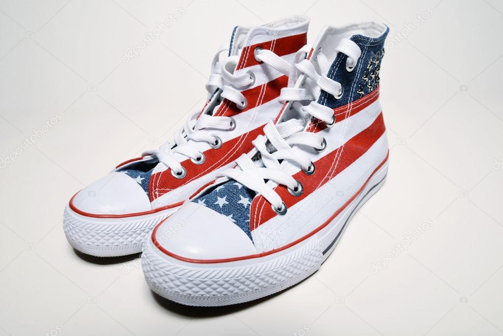 vintage basketball shoes with usa flag
