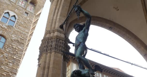 Firenze, Olaszország - szeptember 16: szobor Perszeusz Videóklipek