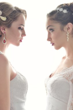 İki güzel gelin birlikte poz