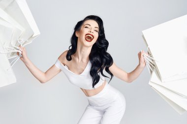 gri studio özgeçmişlerine izole kadın çantaları holding alışveriş,.