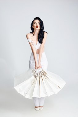 gri studio özgeçmişlerine izole kadın çantaları holding alışveriş,.