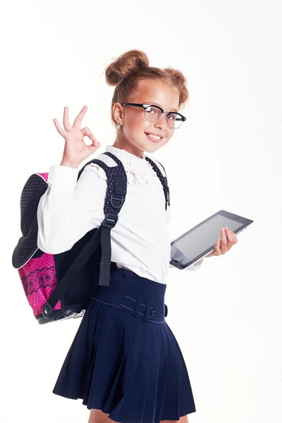 Portrait de jeune fille avec tablette — Photo