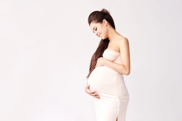 Portrait of the young happy smiling pregnant woman — Stock Photo, Image