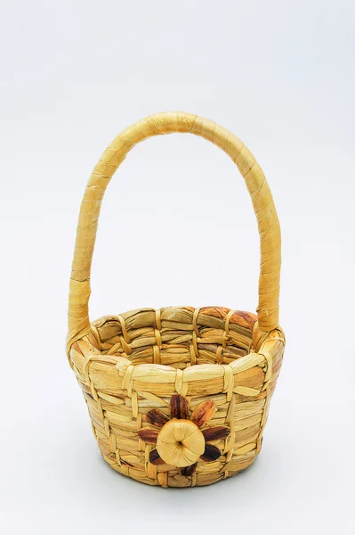 Empty wicker basket isolated on white — Stock Photo, Image