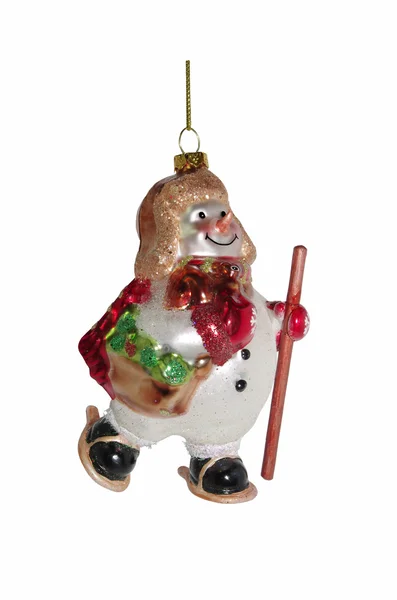 Snowman on skis. — Stock Photo, Image