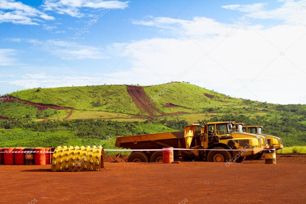 Articulated haul trucks on mine site in Africa