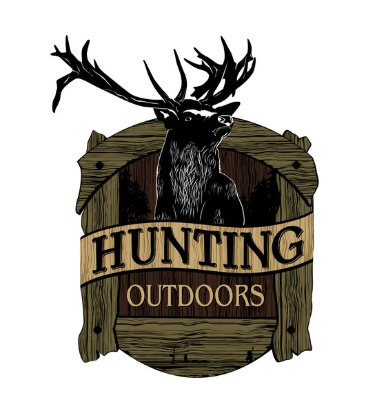 Logotipo de caza. emblemas vectoriales — Archivo Imágenes Vectoriales