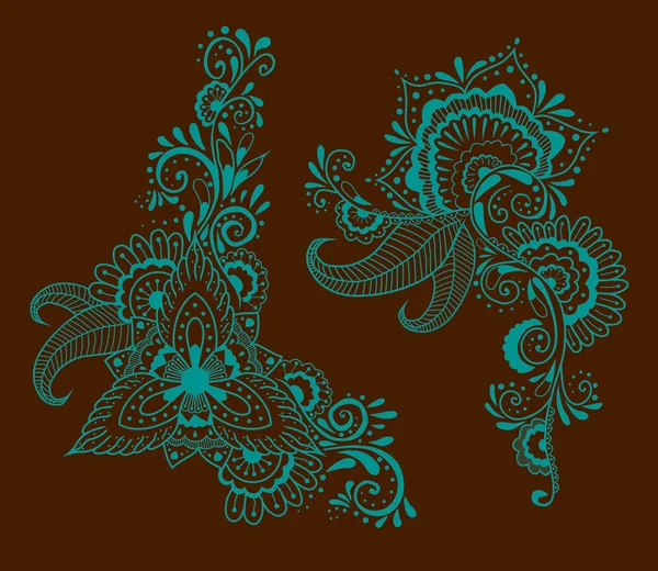 Floraler indischer Ornament, Mahendy Henna Stil — Stockvektor