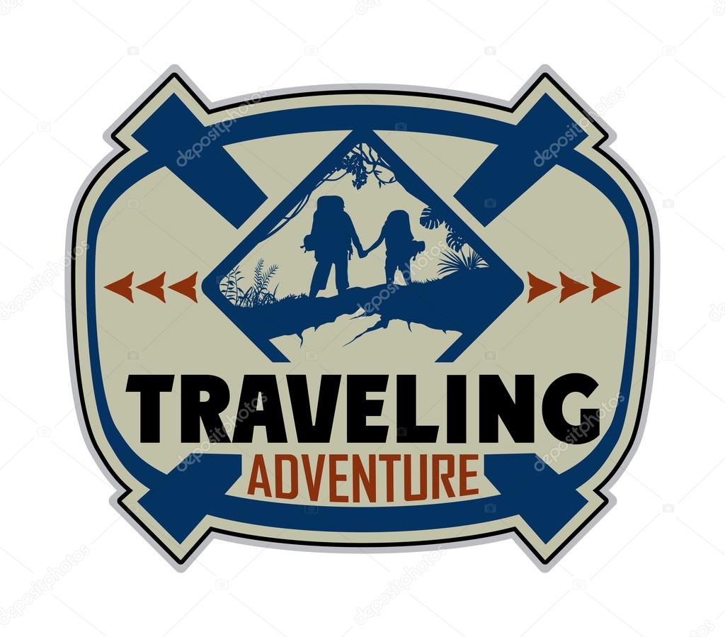 Traveling adventure logo. Vector outdoor expedition emblem