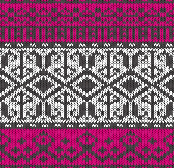 Seamless Knitted Pattern. Norwegian sweater ornaments. Textile texture — 스톡 벡터