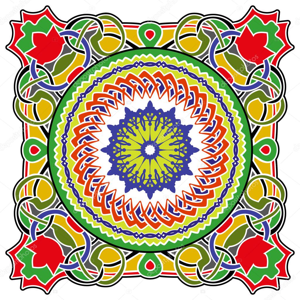 Stained-glass window. Seamless elegant Ornamental pattern.Ceramic tiles ...