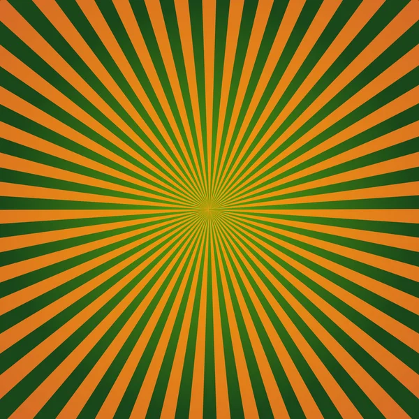 Estallido de sol, puesta de fondo estelar, rayos de colores, rayos. Diseño para el día de San Patricio, estilo festivo irlandés, rayas naranjas y verdes — Archivo Imágenes Vectoriales