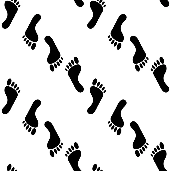 Padrão de pegada nua sem costura vetorial. Coleção de pés nus. Projeto para molduras, têxteis, tecidos, cartões de convite e saudação, folhetos e brochuras, site — Vetor de Stock
