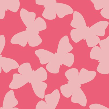 Pembe arka plan üzerinde açık pembe rastgele kelebekler ile Vektör dikişsiz desen. Sarma, tekstil, kumaş, davetiye, tebrik, düğün kartları, web siteleri için Vintage tasarım