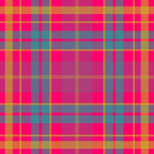 Vector naadloze Schotse tartan patroon in zuur kleuren, turkoois, groen, roze, paars, blauw. Britse of Ierse Keltische ontwerp voor textiel, weefsel of voor verpakking, achtergronden, wallpaper, websites — Stockvector