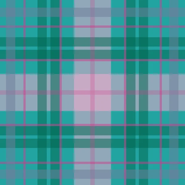 Patrón de tartán escocés sin costura vectorial en azul turquesa, verde, rosa. Diseño de bebé celta británico o irlandés para textiles, telas o para envolver, fondos, papel pintado, sitios web — Archivo Imágenes Vectoriales