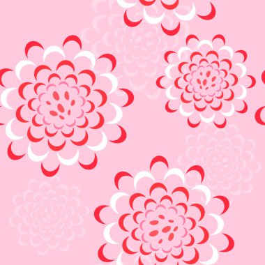 Pembe, kırmızı, beyaz renklerde şakayık veya gül ile Vektör dikişsiz çiçek deseni. Tekstil, kumaş, web sitesi, düğün veya davetiye kartları, kartpostallar için tasarım