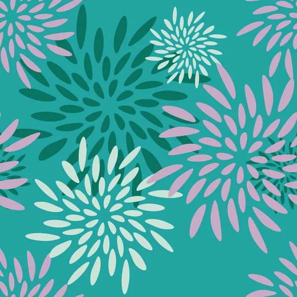 분홍색, 파란색, 청록색, 녹색, 흰색 색상의 벡터 원활한 꽃 패턴. 섬유, 직물, 웹 사이트, 카드, 포장을위한 디자인 — 스톡 벡터