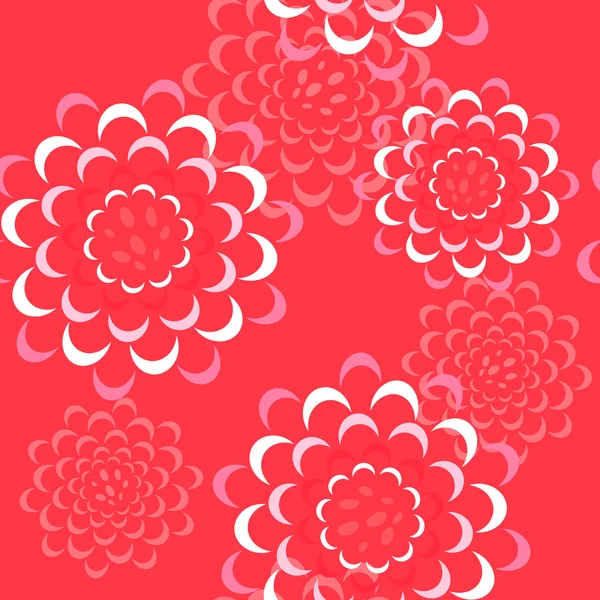 빨간색과 흰색 색상의 모란 또는 장미와 벡터 원활한 꽃 패턴. 직물, 직물, 웹 사이트, 결혼식 또는 초대 카드, 엽서 디자인 — 스톡 벡터