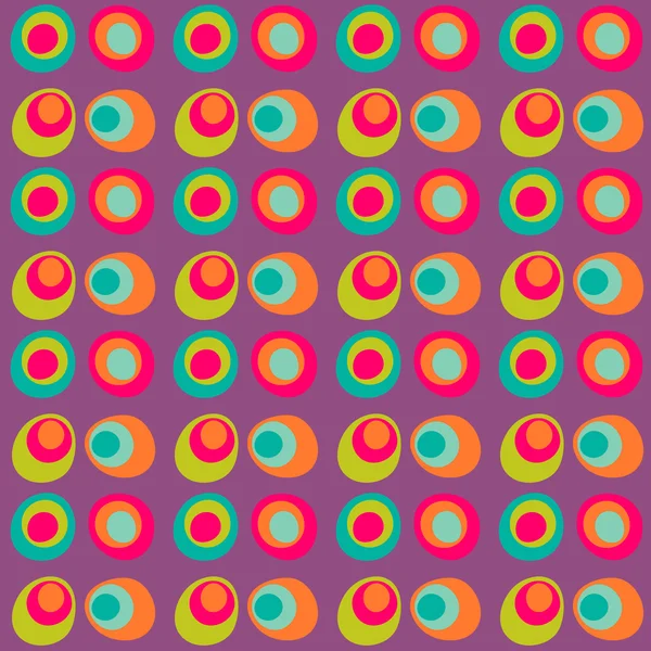 Векторные пунктирные круги бесшовные, разноцветные. Яркий детский дизайн в розовом, зеленом, синем, оранжевом, фиолетовом для обертывания, фон, веб-сайты, поздравления, пригласительные открытки, текстиль — стоковый вектор