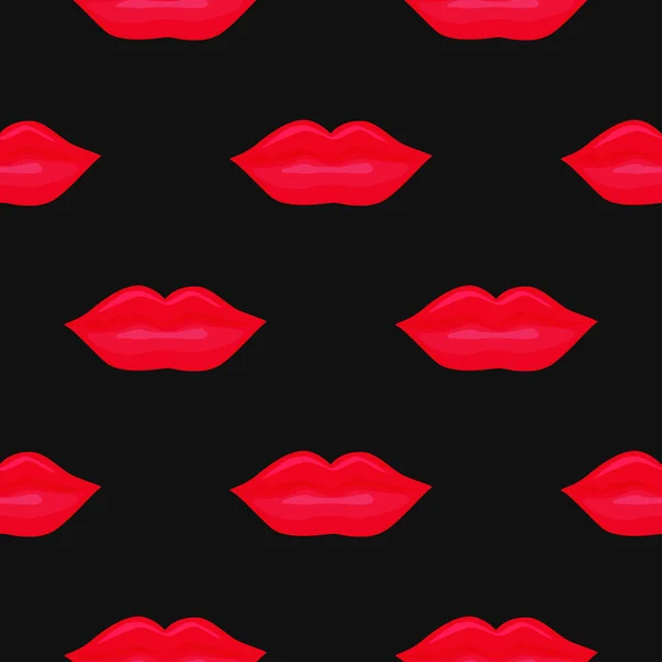 Vector seamless lip pattern in black and red colors. Sexy, romantic design for websites, wrapping, cover, booklet, brochure, card, wallpaper, fabric, textile — Stock Vector