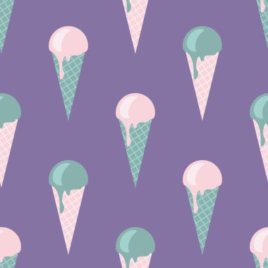 Vektör sorunsuz dondurma desende narin, ihale renkler, pembe, turkuaz, mor, yeşil. Kaydırma, tekstil, arka plan, duvar kağıdı, Web sitesi için vintage tasarım