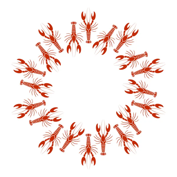 Marco vectorial de cangrejos de río o langosta en fondo blanco. Diseño plano simple para tarjetas, menú, folleto, sitio web — Archivo Imágenes Vectoriales