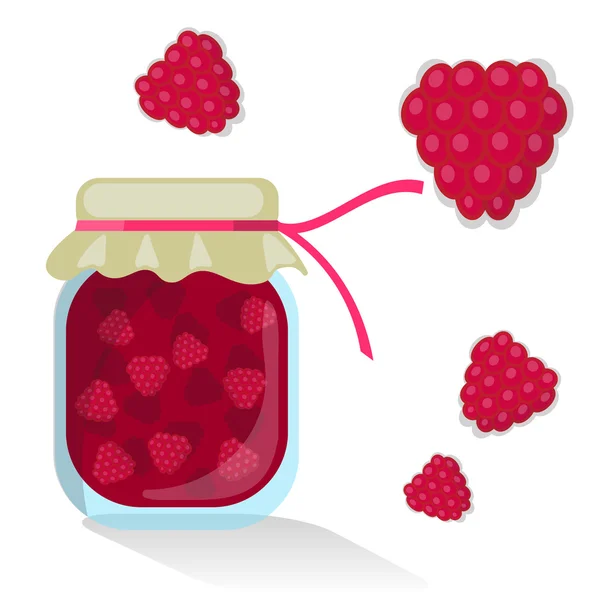 Vector aislado mermelada de rapsberry y rapsberries — Archivo Imágenes Vectoriales