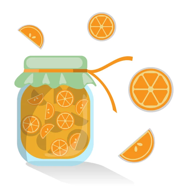 Διάνυσμα απομονωθεί μαρμελάδα πορτοκάλι με τα τμήματα των πορτοκαλιών — Διανυσματικό Αρχείο