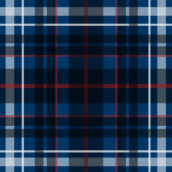Patrón de tartán escocés sin costura vectorial en azul, blanco y negro — Vector de stock