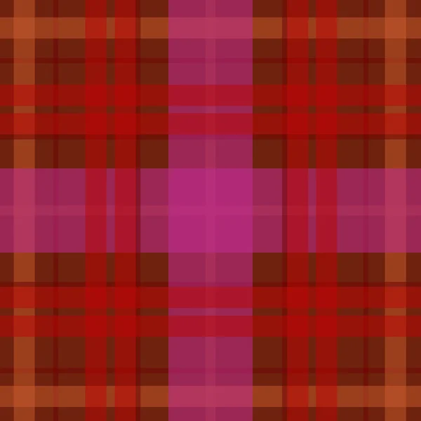 Patrón de tartán escocés sin costura vectorial en rojo, rosa. Diseño celta británico o irlandés para textiles, ropa, tela o para envolver, fondos, papel pintado — Vector de stock