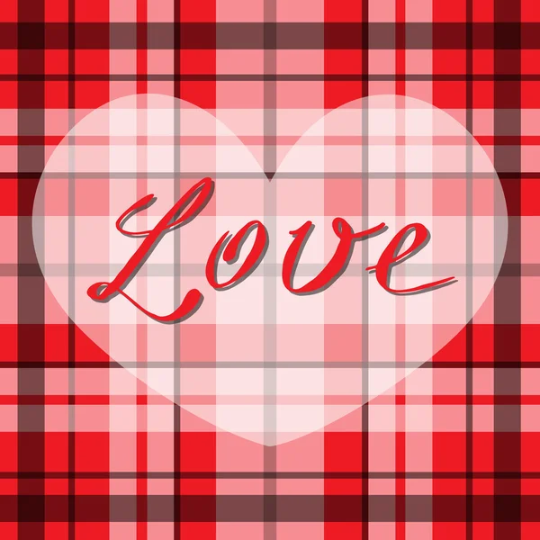 Vector romantic scottish tartan heart in red, white and black. British or irish celtic design for invitation, greeting, celebration card, valentines day, wedding, birthday. — 스톡 벡터