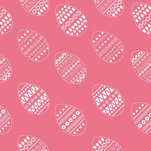 Vektor varrat nélküli mintát díszes fehér húsvét tojás. Friss, tavaszi design üdvözlőlapok, textil, füzet, szövet, matrica, stencil. Pontok, virágok, csíkok, görbék, ovális, háromszög — Stock Vector