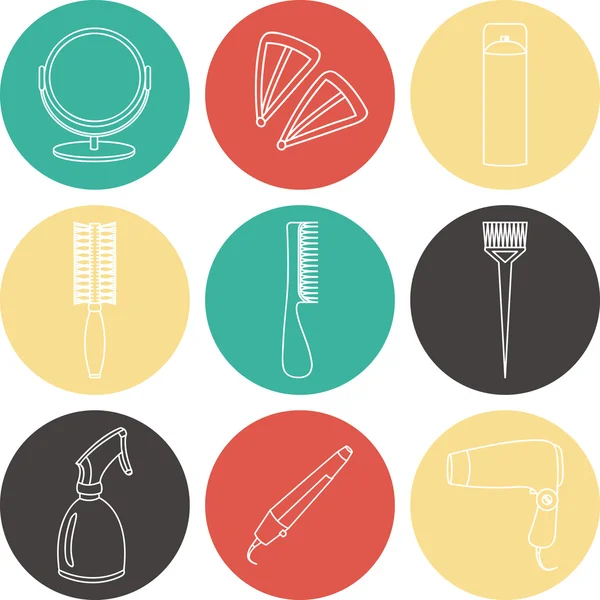 Acessórios de cabelo e ferramentas de barbeiro ícones de cor —  Vetores de Stock