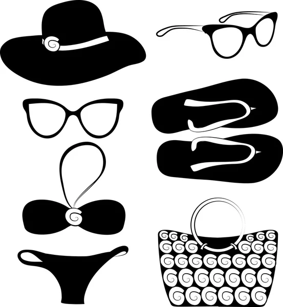 Vector summer beach accessories set — Stock Vector