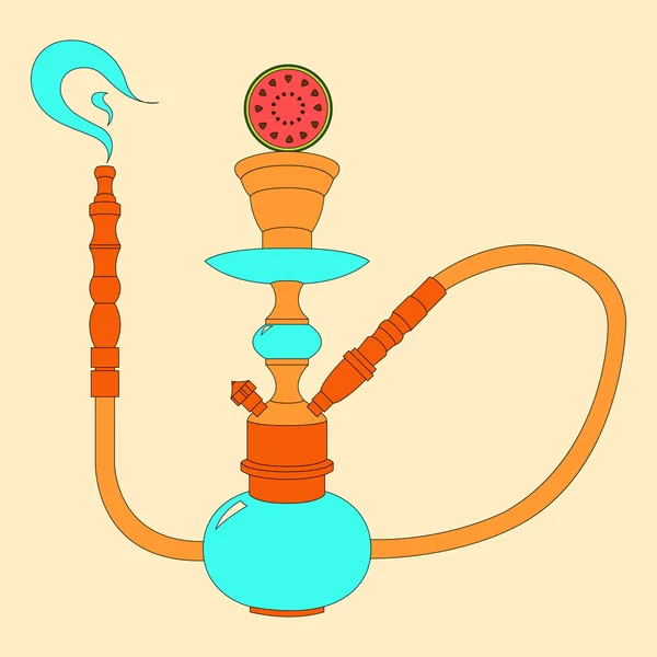 Hookah vector ilustración de color con fruta — Vector de stock