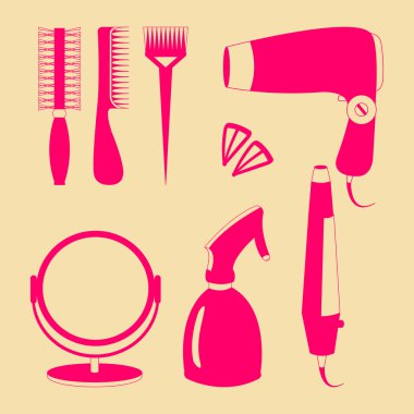 Saç aksesuarları ve Kuaför araçları renk simgeleri