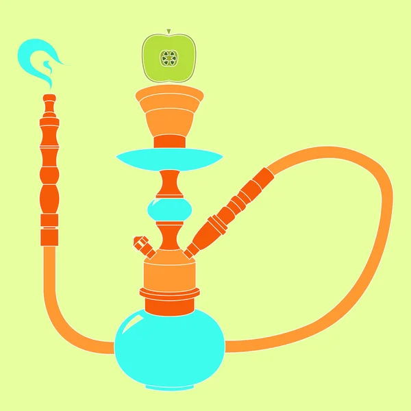 Hookah vector ilustración de color con fruta — Vector de stock