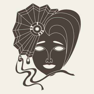 Karnaval maskesi bej renkli arka plan üzerinde vektör simgesi