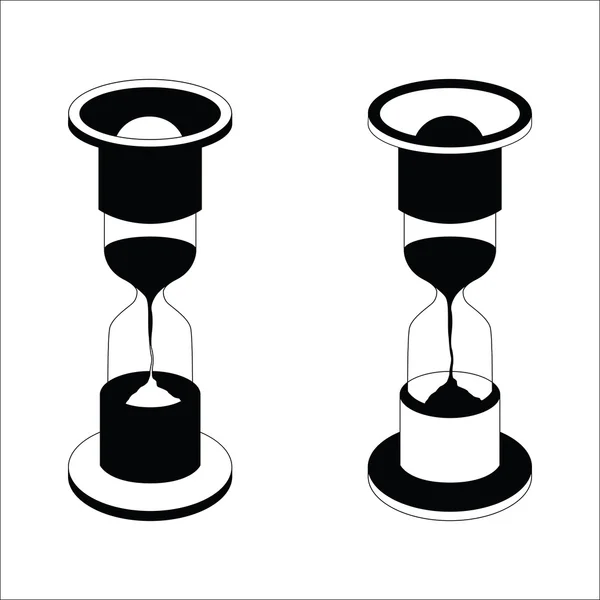 Vector black hourglass icon on white background — Stock Vector