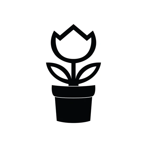 Flor no ícone do pote isolado no fundo branco — Vetor de Stock