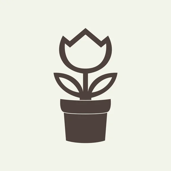 A virág pot ikon elszigetelt fehér background — Stock Vector