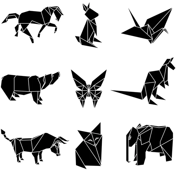 Vectorillustratie van origami papier dieren — Stockvector