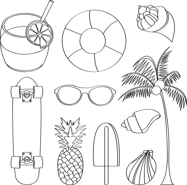 Vector ilustración conjunto de verano cosas encantadoras — Archivo Imágenes Vectoriales