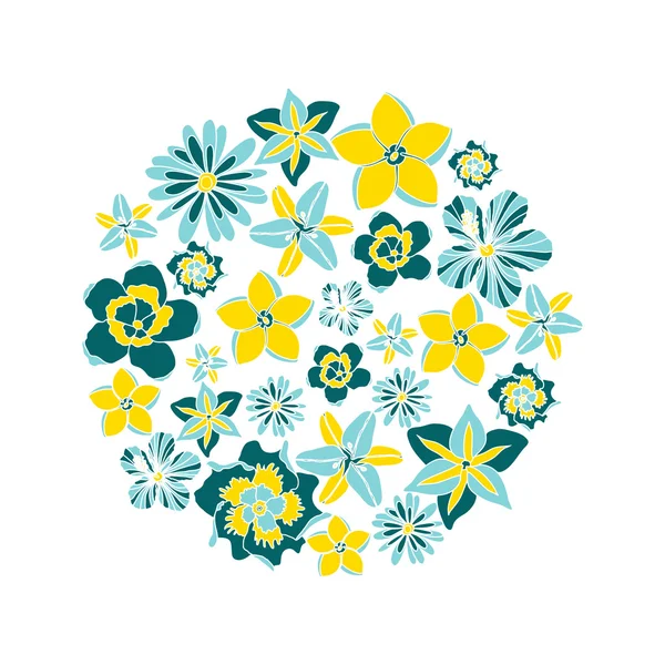 Círculo de ilustração vetorial com flores tropicais — Vetor de Stock