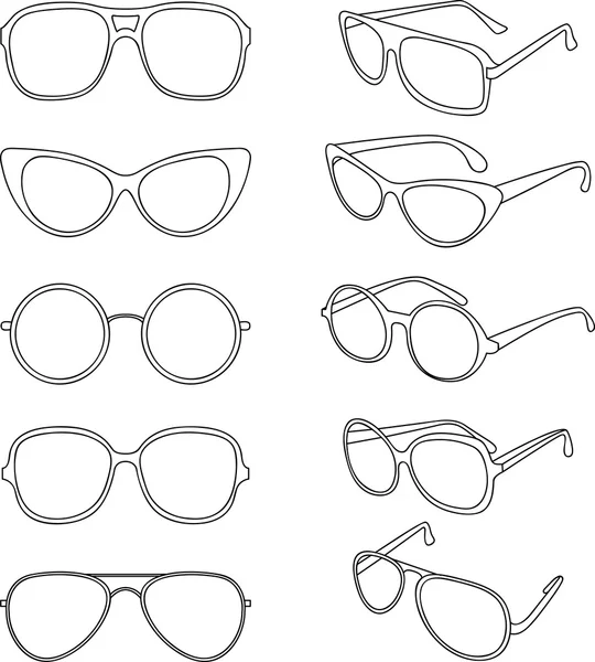 Linha vetorial ilustração de molduras de óculos de sol — Vetor de Stock
