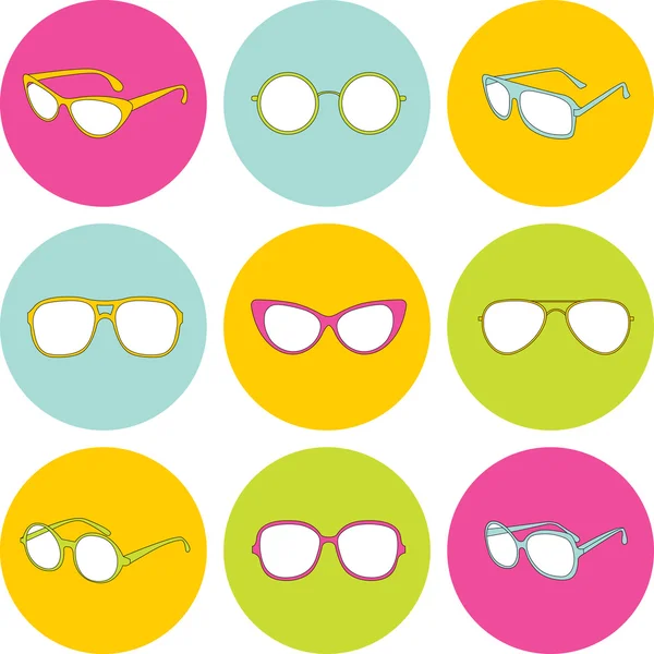 Set of sunglasses with different frames — Stock Vector