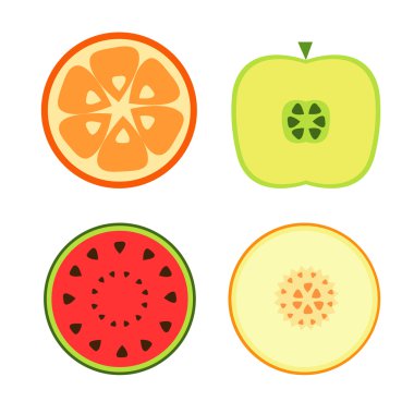 Beyaz arkaplanda meyveler