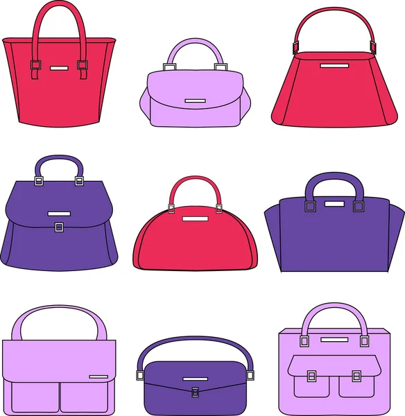 Coloridos bolsos ilustración sobre fondo blanco — Vector de stock